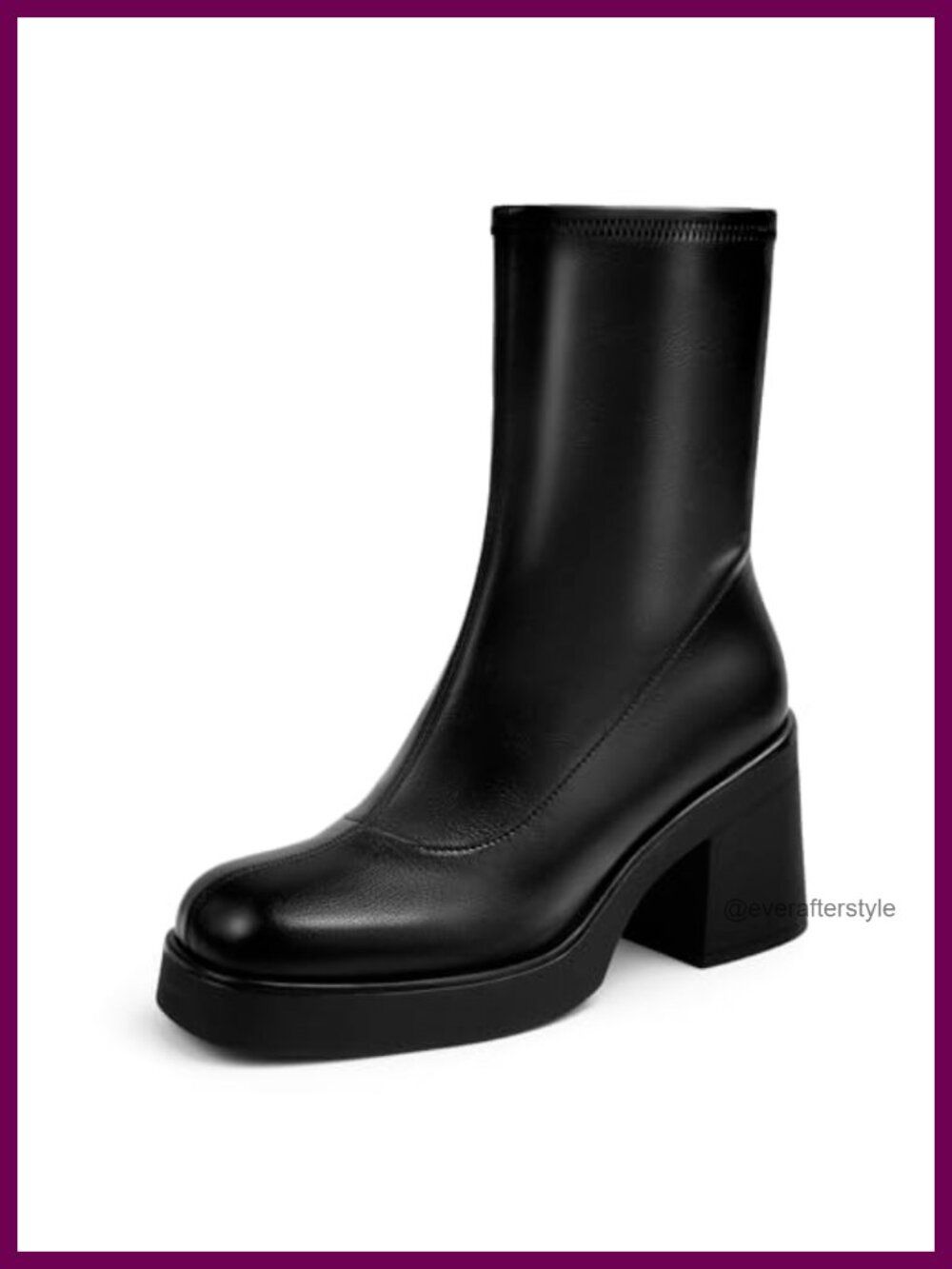 Square Toe Stretch Mid Boots Calf Slouchy Platform Booties Suede Zip Chunky